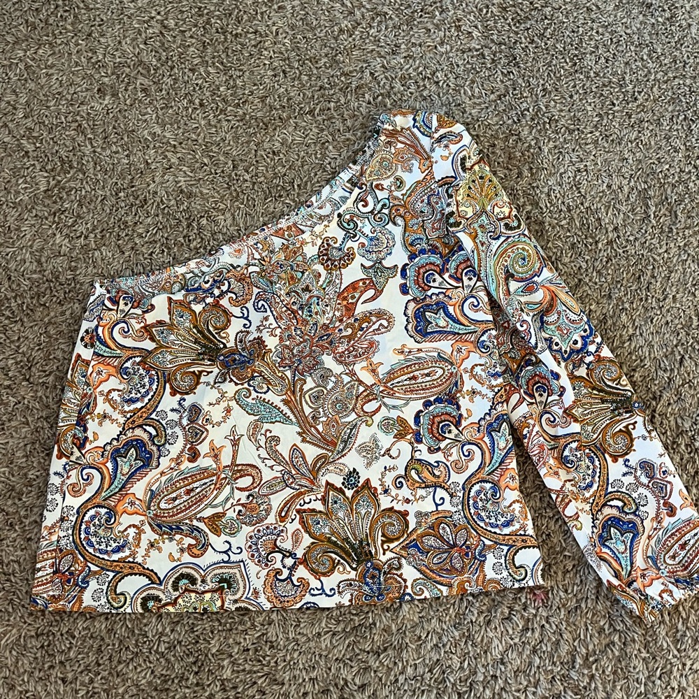 SHEIN PAISLEY ONE SHOULDER TOP